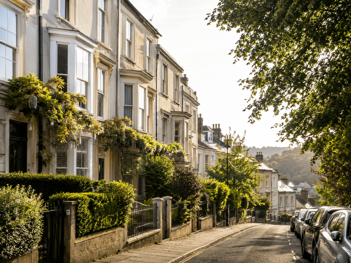 Tree-lined residential street in Bristol