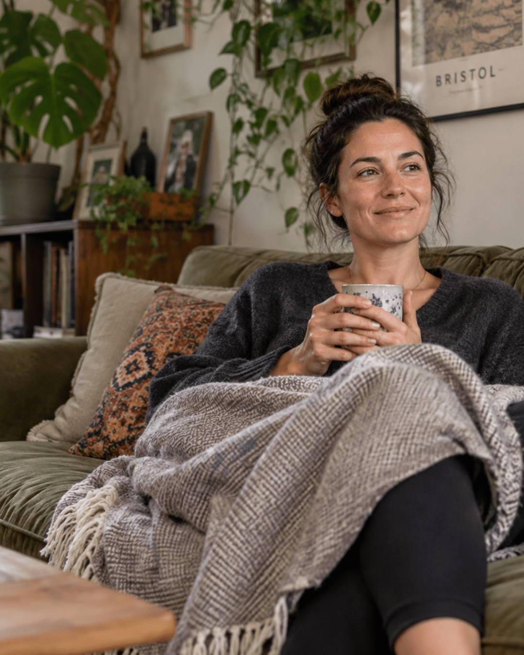Relax & Be client relaxing at home after her massage