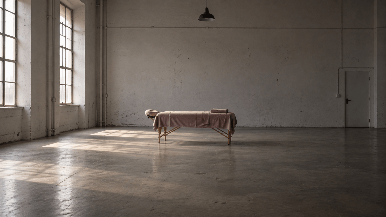 A massage table waiting in a quiet room as Relax & Be slowly rebuilt after Covid